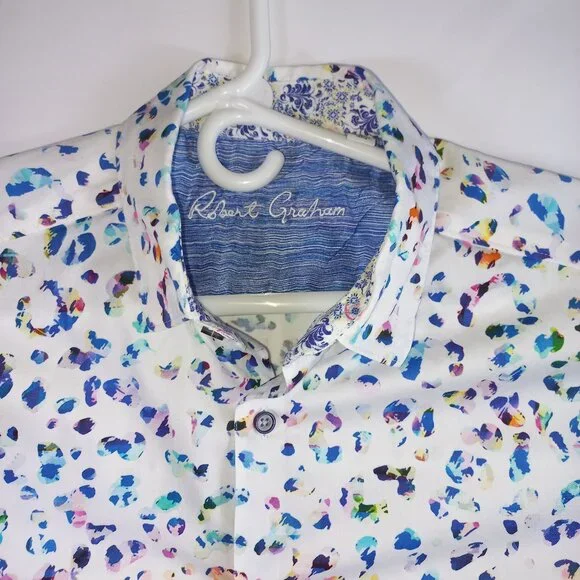 Robert graham Button up Large short sleeve shirt L Colorful animal print cotton - Picture 2 of 11